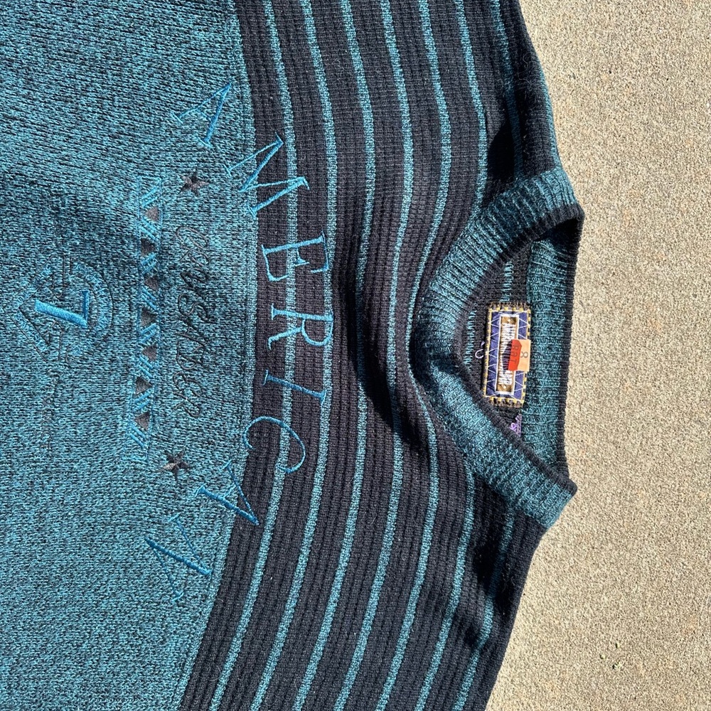 Men's Teal and Black Sweater